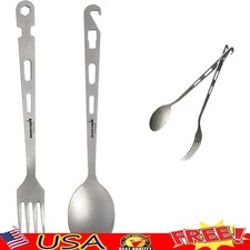 Lightweight Titanium Camping Utensil Set 4-in-1 Knife Spoon Fork Durable Gear US