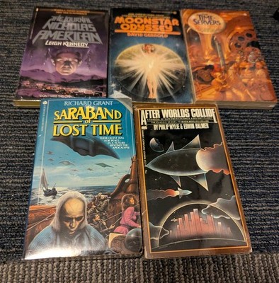 Sci Fi 5 Book Lot, Time Servers, Moonstar Odyssey, After Worlds Collide And More