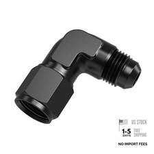 AN Female to AN Male Swivel Flare Union Fitting Adapter, Black 90 /6AN-6AN 1