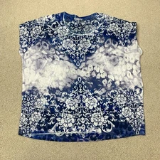 Style&Co. Sport Pullover Knit Top Shirt Women's Size L Navy White Floral Poly