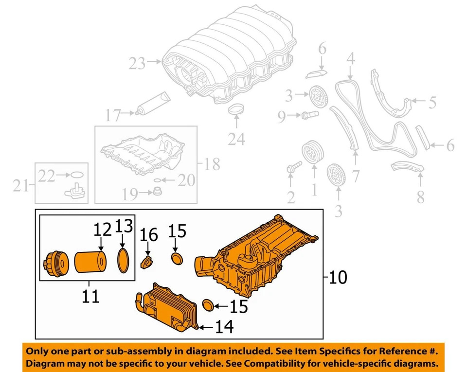 2011-2013 PORSCHE CAYENNE 4.8L M4801 UPPER OIL PAN OIL FILTER HOUSING 948107071 - Изображение 3 из 4