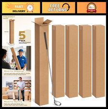 5-Pack Golf Club Shipping Boxes - 48x4x4 Inch Corrugated Cardboard for Moving 