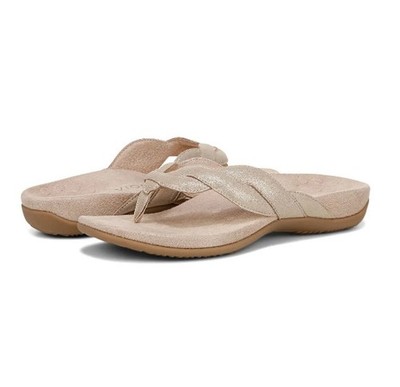 Vionic Bella Braid Toe Post Sandal, Gold Shimmer Leather Color, New, Freeship