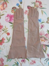 Vintage Fawn Brown Kid Leather Gloves----Pre-Owned---14" Elbow ----Size 6 1/2