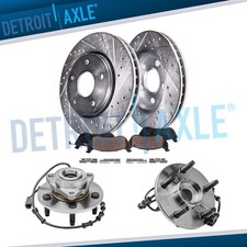 Front Drilled Rotors Brake Pad Wheel Bearings For 2002-2005 Dodge Ram 1500 Abs Front Drilled Rotors Brake Pad Wheel Bearings For 2002-2005 Dodge Ram 1500 Abs