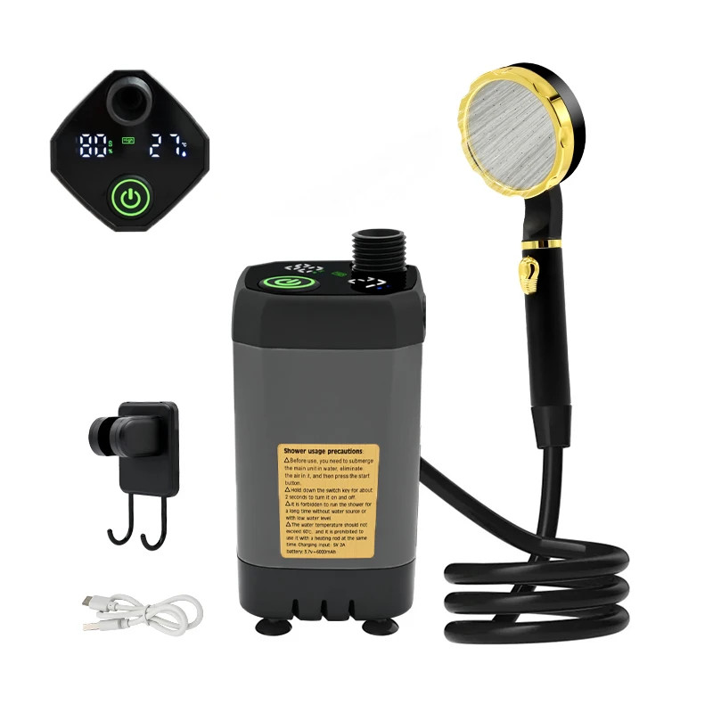 6000mAh Portátil Camping Ducha USB Recargable Eléctrico Jardín Exterior Senderismo