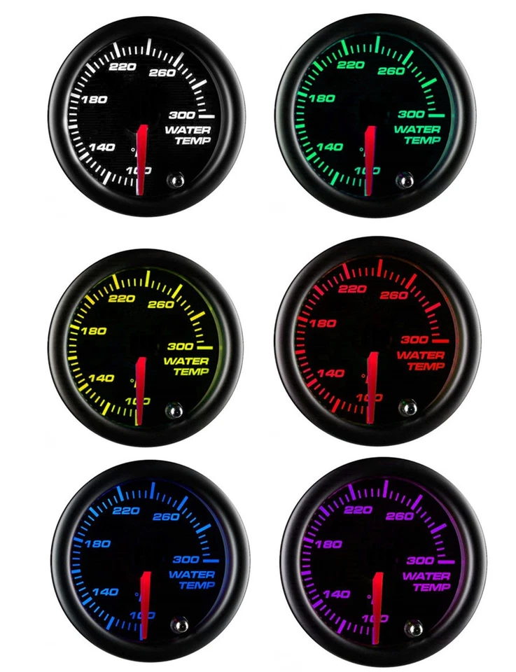 2" 52mm Water Temp Gauge Meter 100°- 300° F Water Coolant 7 Colors LED Universal - Image 2 of 4