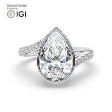 Pear Diamond Engagement Ring 18k White Gold Labgrown 3.30 Ct Solitaire
