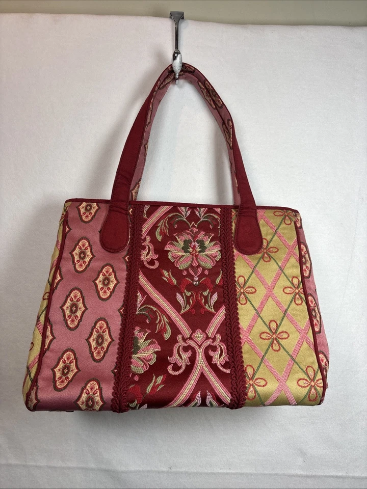 Bolso de Hombro Talbots Flor Tapiz Granate/Mauve Patchwork Diseñador Boho Foto 2 de 4