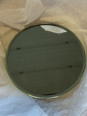 Round Beveled Glass Mirror Stand Figurine Display 3 Inch Thin Bevel