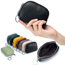 Women's Small Coin Change Purse Small Wallet Zipper Card Holder Keychain Bag US