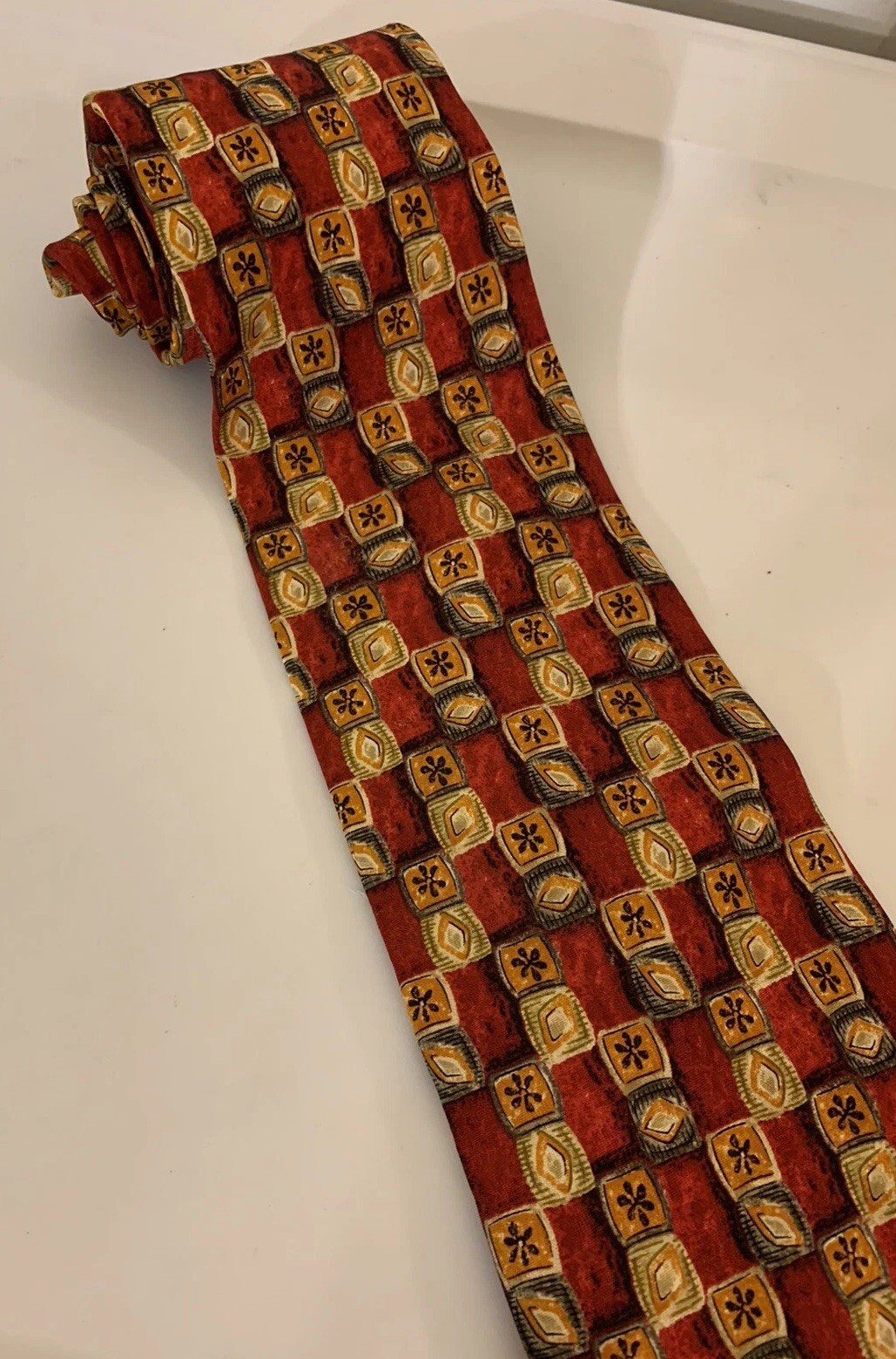 Robert Talbott Studio Silk Tie Red Orange Yellow … - image 1