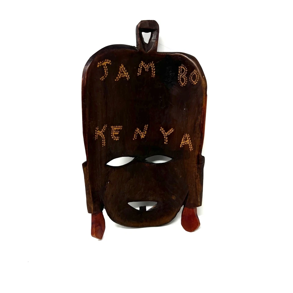 African Carved and Painted Wooden Mask Jam Bo Kenya - Image 2 of 2