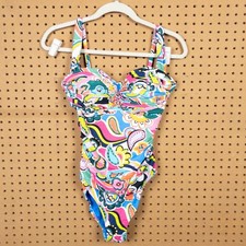Bleu Rod Beattie One Piece Swimsuit Multi Color Paisley Floral Ruched Size 10