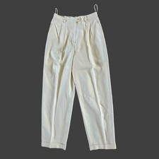 Vintage Lauren Ralph Lauren Linen Pleated Trousers Ivory Cream Pants Women s 10