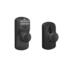 Schlage Electronic Keypad Lock, Lever Handle, Camelot Trim, Matte Black Key...