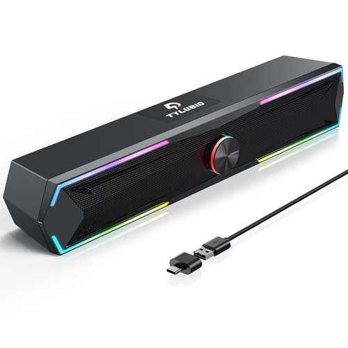 Bluetooth Computer Speakers for Desktop with Clear Sound, Flowing LED Compute...