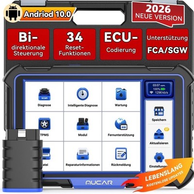 2026 MUCAR VO8 KFZ OBD2 Diagnosegerät Auto Alle System 34 Reset ECU-Codierung DE