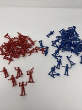 Vintage TOY LOT of 70 Pc Plastic 2 Blue And Red Police And Firefighters