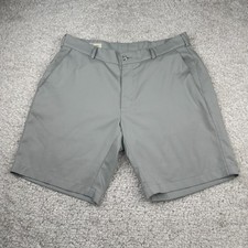 Onward Reserve Shorts Mens 34 Gray Flat Front Performance Chino Golf 8" Inseam