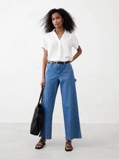 NWT Banana Republic Factory Linen Blend Collared Top XL X-LARGE White Popover