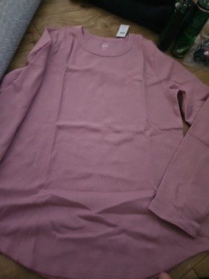 NWT Womens GAP Waffle Top, SZ L, Long Sleeved, PINKISH ROSE