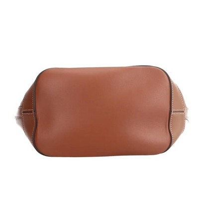 Celine Bucket Triomphe Small Brown Leather Embossed Crossbody Bag Gold #J4ON