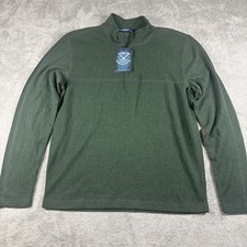 Vintage 1946 Men's Knit Cotton Stretch 1/4 Zip Sweater Dark Green Size Large New