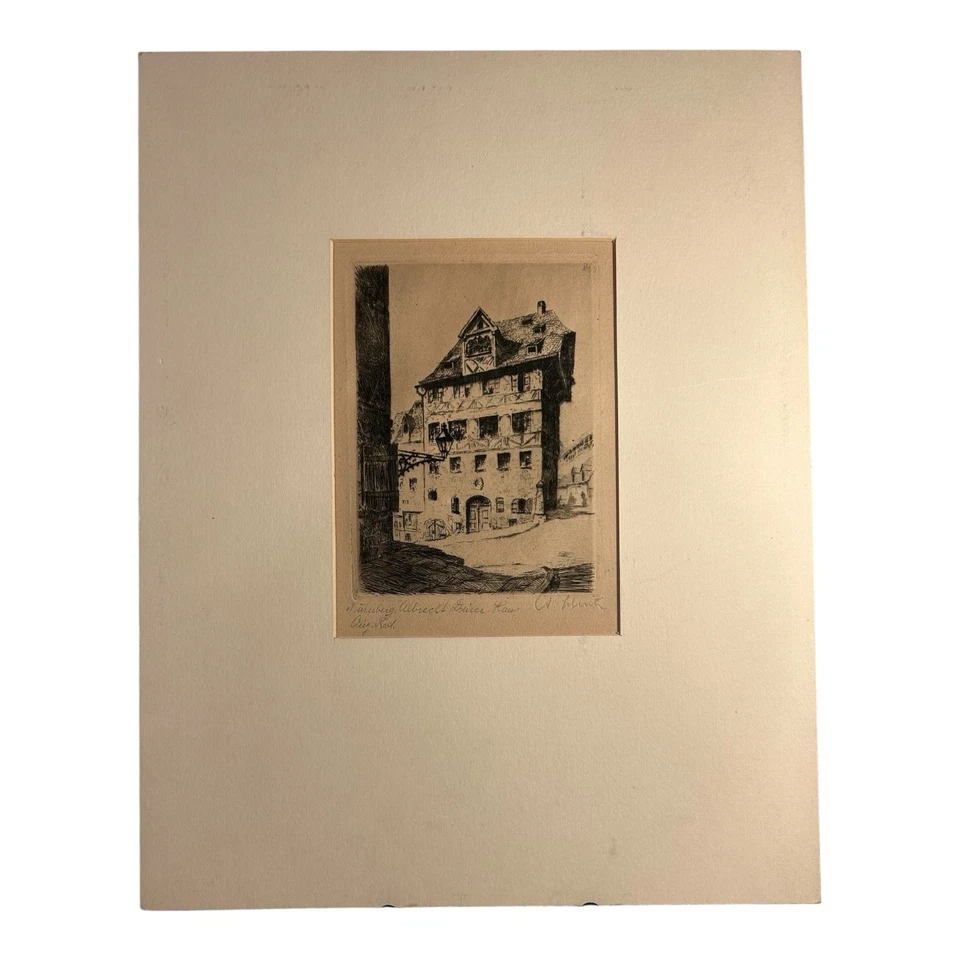 Antique Original 19th Century Etching Albrecht Durer's House Nuremburg Germany - Image 3 of 4