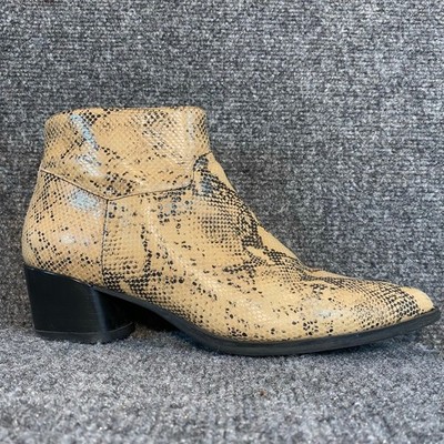 Vagabond Shoemakers Cream Snake Print Leather Ankle Boots Block Heel Womens 39 9