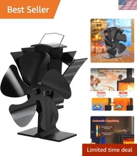 Stove Fan 5 Blades Wood Stove Fan Silent Heat Powered Wood Burner Fan for Log...