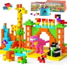 65 PCS Magnetic Blocks Set, 1" Magnet Building with 65 Pack, Bright 