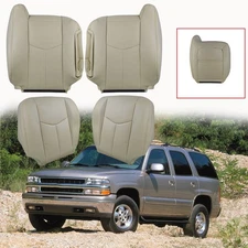 For 2003-2006 Chevy Tahoe Leather Driver & Passenger Bottom & Top Seat Cover Tan