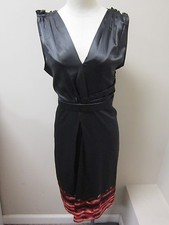 Elie Tahari Pleated Shoulder Charmeuse Dress 8 Black NWOT