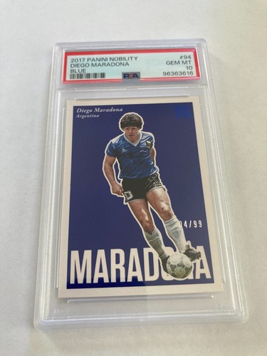 2017 PANINI NOBILITY BLUE #94 DIEGO MARADONA 4/99 PSA 10 - Picture 3 of 24