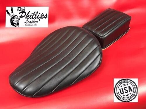 Black Bates Style Motorcycle Seat Leather Tuck & Roll Solo Rich Phillips Leather - Picture 1 of 12
