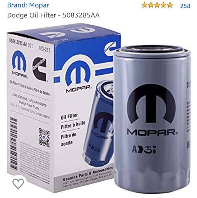 Mopar Mo285 Oil Filter for Dodge RAM 05083285aa C1 for sale online eBay