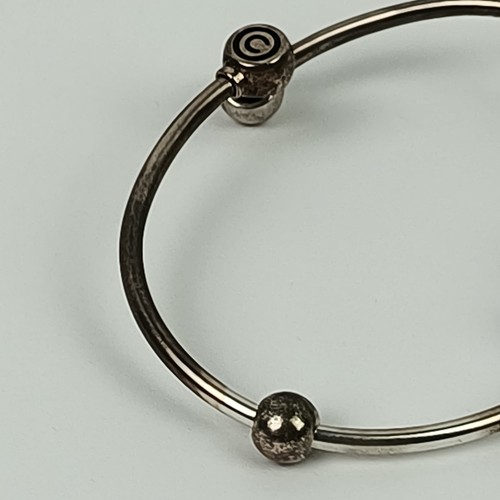 Chamilia Designer 925 Sterling Silver Shiny Plain Bangle Cuff Bracelet - Picture 13 of 17
