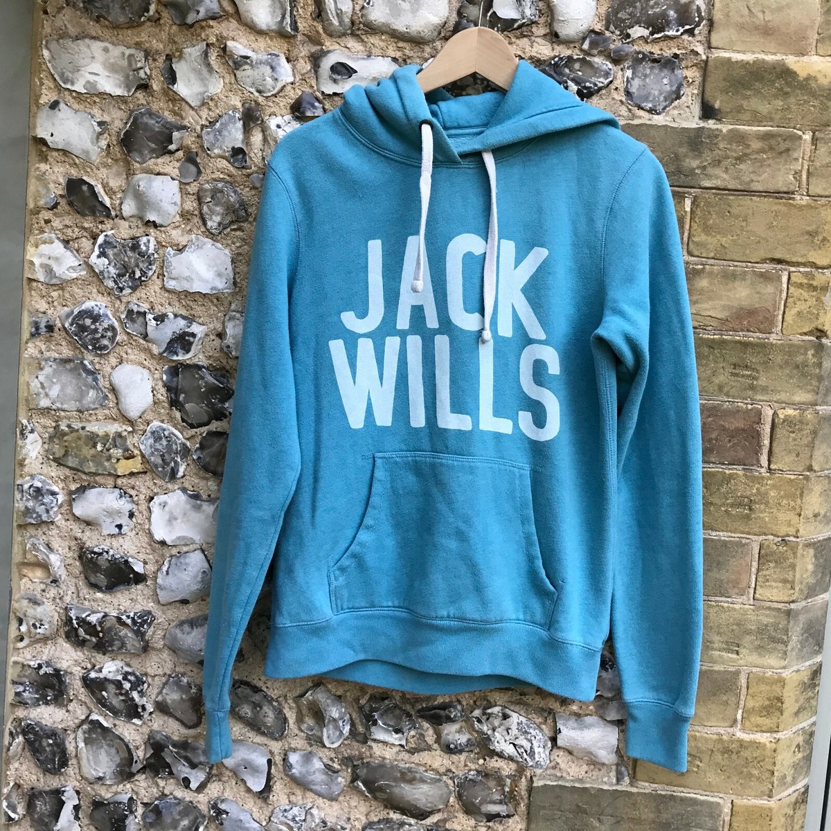 WOMENS JACK WILLS PULL OVER HOODIE UK 10 MEDIUM BLUE JUMPER SWEATER