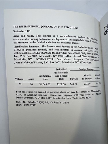 VTG The International Journal Of The Addictions, Lot Of Three Vol. 27, 28, 31 - Picture 7 of 11