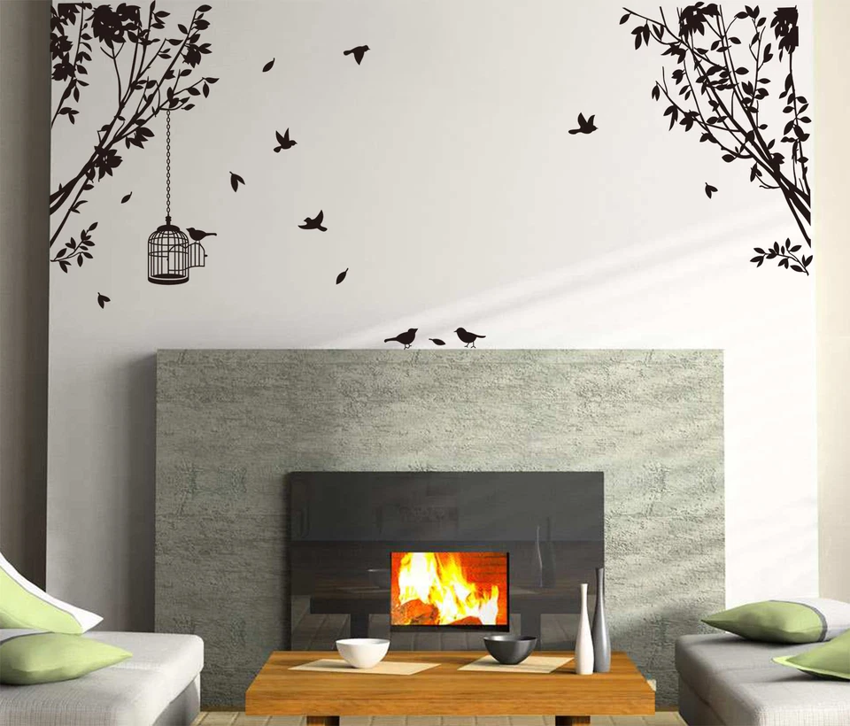 Large Side Wall Tree Branch with Cage& Birds Art Vinyl Wall Sticker HIGH QUALITY - Image 3 of 4