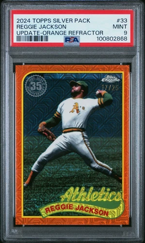 2024 Topps 1989 Chrome Silver Pack #T89CU-33 Reggie Jackson Orange /25 HOF PSA 9