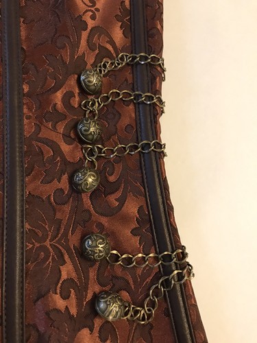 Scarlet Darkness STEAMPUNK Unterbrustkorsett Größe 14 Braun mit Ketten Neu - Bild 5 von 6