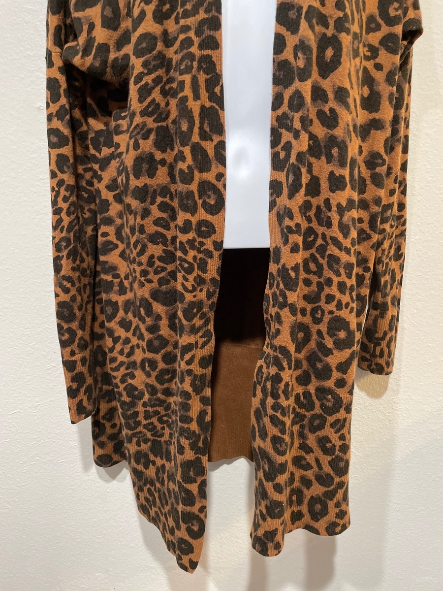 Sanctuary M Lenox Animal Print Open Front Duster Cardigan Sweater