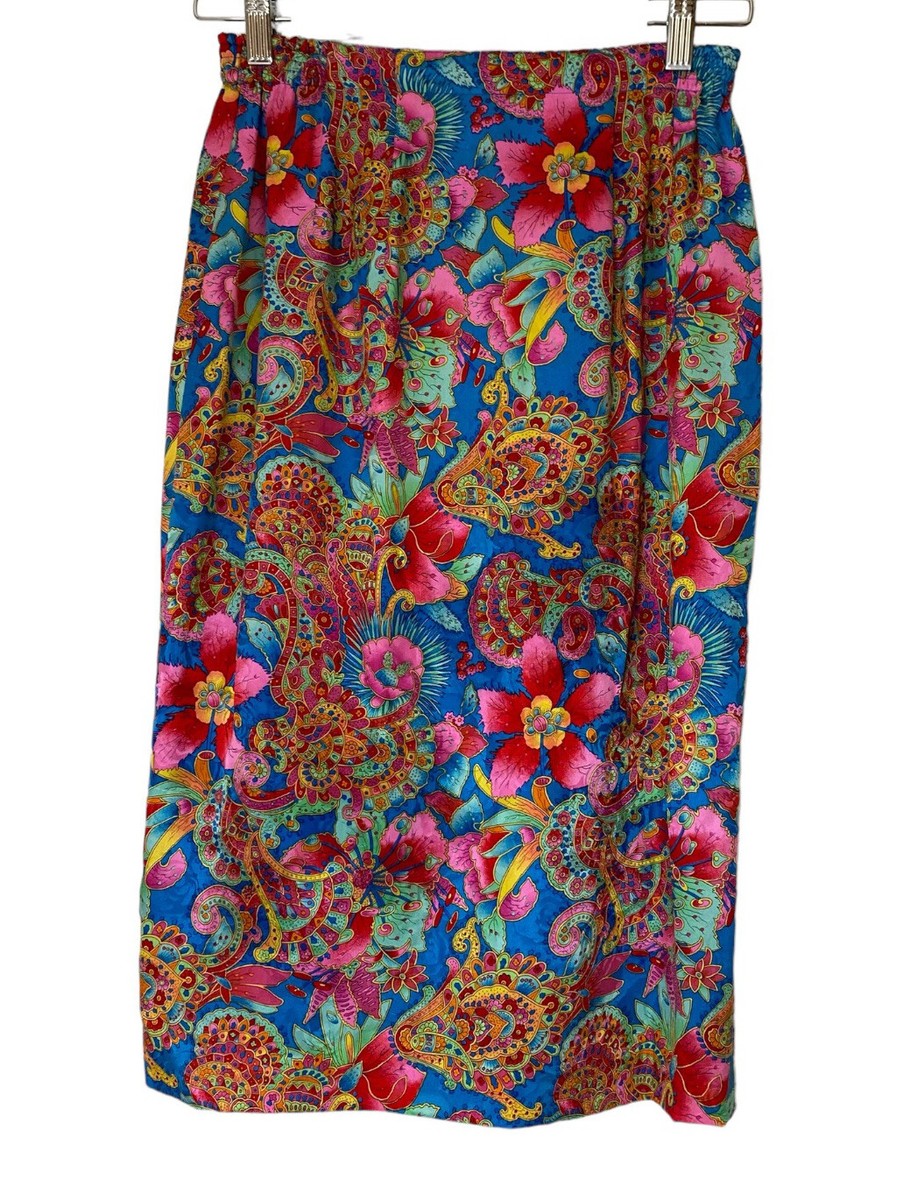 Anne Crimmins For Umi Collection Colorful Silk Skirt size