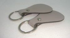  2 Two " GRAY " PU Leather Key Fob Blank KEY RING DIY Laser Engraving WRITE OK