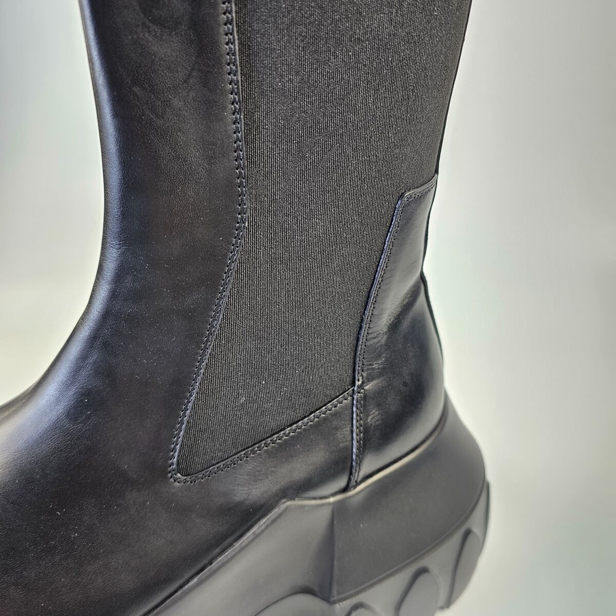 RICK OWENS Porterville Beatle Mega Tractor Black Leather RICK OWENS Porterville Beatle Mega Tractor Black Leather