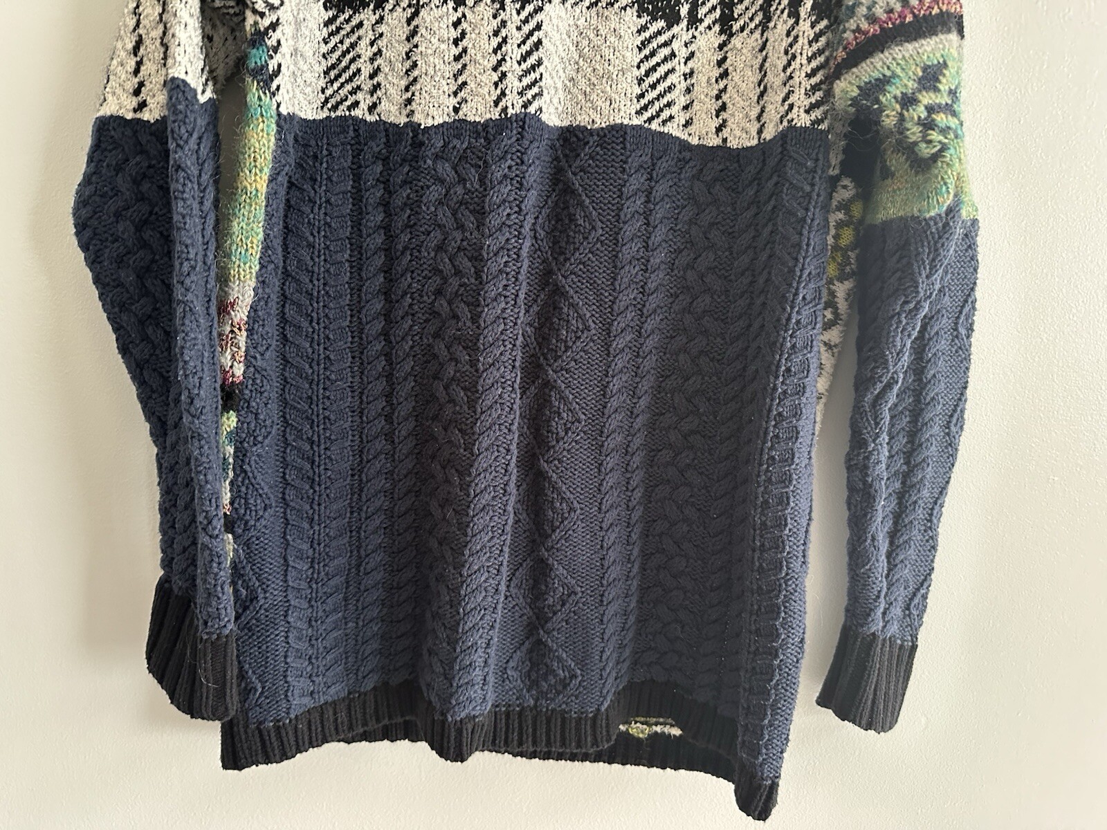 Free People Knit Patchwork Pullover Sweater Wool … - image 8