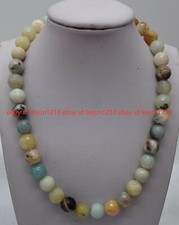 Natural 8/10mm Faceted Multicolor Amazonite Round Gemstone Beads Necklace 18"