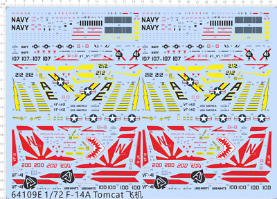 1/72 F-14 TOMCAT VF-111 SUNDOWNER VF-41 Black Aces Squadron Markings Water Decal